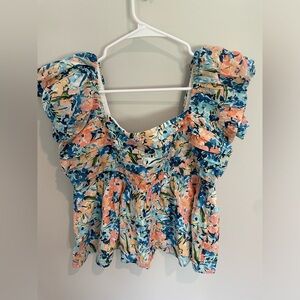 Abercrombie Floral Crop Peplum Top